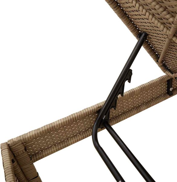Bézs polyrattan napozóágy párnával 55x200x44 cm