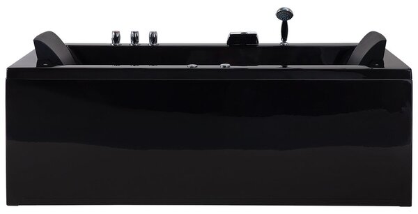 Sarok hidromasszázs kád LED világítással VARADERO Jobb oldali 183 x 90 cm Fekete