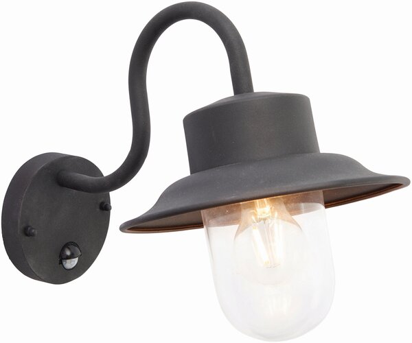 Endon loft vintage kültéri fali lámpa chesham pir fekete átlátszó end70331 IP44