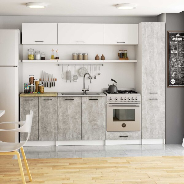 OLIVIA S 40/205 cm konyhaszekrény – fehér / beton