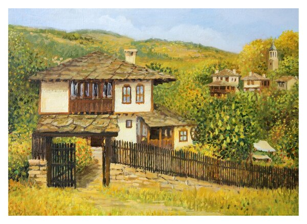 Kép - Házak nyáron (70x50 cm)