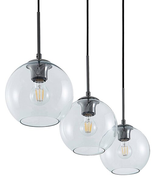 Lindby Firano lógó lámpa, 110 cm, 3 izzós, antracit, üveg, dimmelhető, Alu / szürke / cink, Nappali / Étkező, fém, Modern
