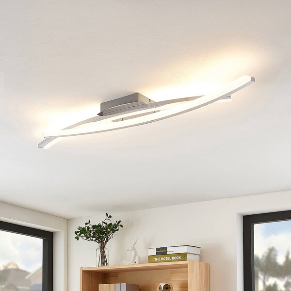 Lindby Elarit LED mennyezeti lámpa, krómozott, dimmelhető, Króm / ezüst, Nappali / Étkező, fém, Modern