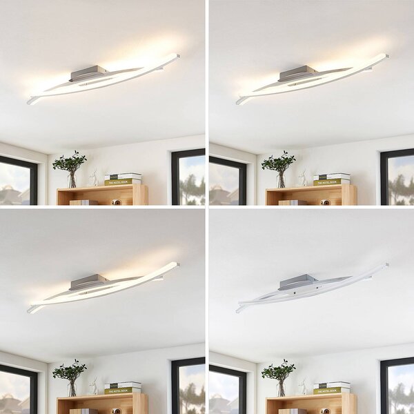 Lindby Elarit LED mennyezeti lámpa, krómozott, dimmelhető, Króm / ezüst, Nappali / Étkező, fém, Modern