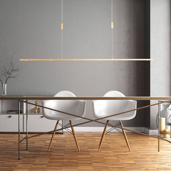 Quitani LED függő lámpa Tolu, hossza 139 cm, sárgaréz, dimmelhető, Sárgaréz / arany, Nappali / Étkező, Alumínium, Modern