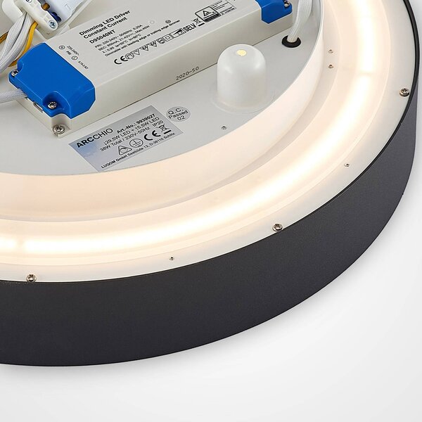 Arcchio LED mennyezeti lámpa Vanida, fekete, Ø 40 cm, fel/le, dimmelhető, Fekete, Konyha, Alumínium, Modern