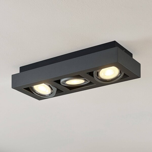 Arcchio mennyezeti spotlámpa Ronka, 50 cm, 3 lámpás, szürke, GU10, dimmelhető, Fekete, Nappali / Étkező, Alumínium, Modern