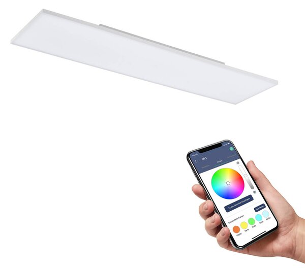 EGLO connect Turcona-Z LED-es mennyezeti lámpa 120x30cm, dimmelhető, Fehér / opál, Nappali / Étkező, Műanyag