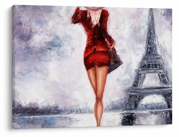 Kép - Nő és az Eiffel-torony (70x50 cm)