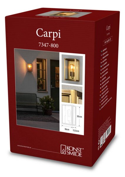 Konstsmide Kültéri fali lámpa Carpi, sárgaréz, szélesség 18cm, dimmelhető, Sárgaréz / arany, fém, Modern