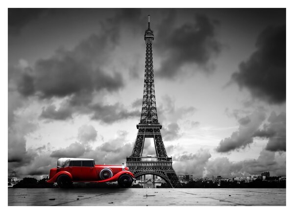 Kép - Az Eiffel-torony és a piros autó (70x50 cm)