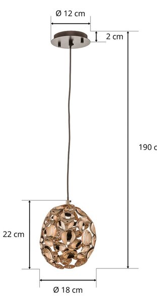 Schuller Valencia Narisa LED függőlámpa Ø 18 cm rózsaarany/barna, Barna / rozsda, Nappali / Étkező, fém, Modern