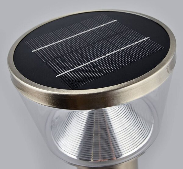 Lindby LED-es napelemes talapzatlámpa Antje, mozgásérzékelő, IP44, Alu / szürke / cink, Rozsdamentes acél, Modern