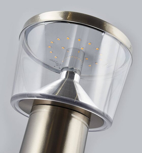 Lindby LED-es napelemes talapzatlámpa Antje, mozgásérzékelő, IP44, Alu / szürke / cink, Rozsdamentes acél, Modern