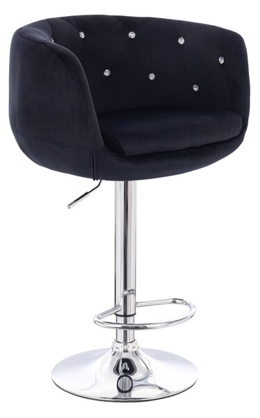 HR333CW Fekete modern velúr szék krómozott lábbal