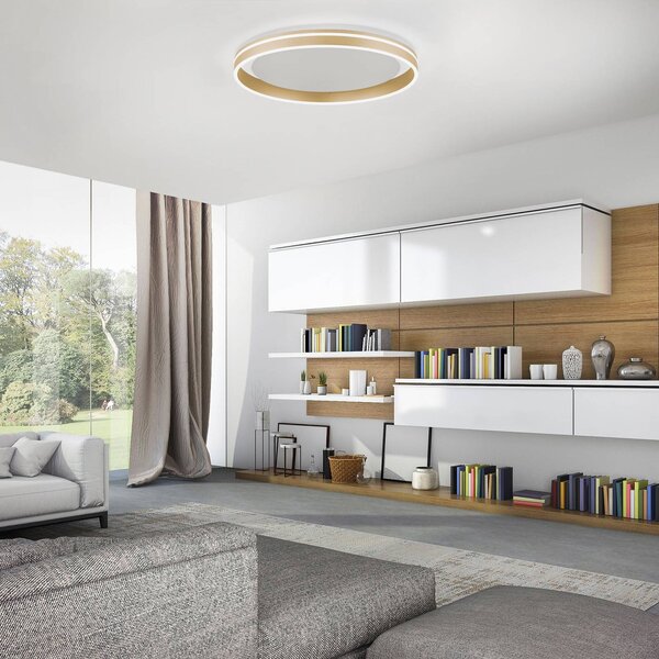 Q-Smart-Home Paul Neuhaus Q-VITO LED mennyezeti lámpa, Ø 60cm, dimmelhető, Sárgaréz / arany, Nappali / Étkező, fém, Modern