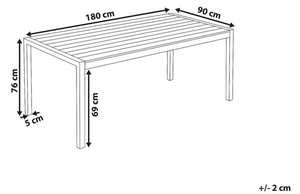 Kerti asztal VERNIO 180 cm 90 cm Fém Fekete