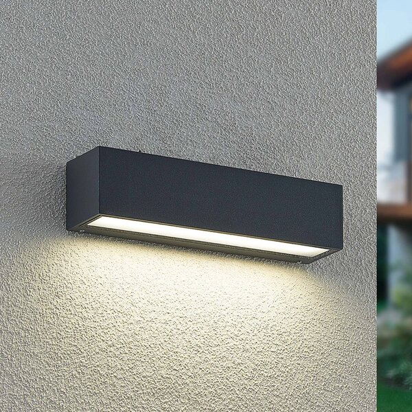 Arcchio LED fali világítás Lengo, 25 cm, 1 izzó, antracit, CCT, Fekete, Alumínium, Modern