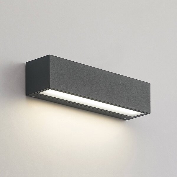 Arcchio LED fali világítás Lengo, 25 cm, 1 izzó, antracit, CCT, Fekete, Alumínium, Modern