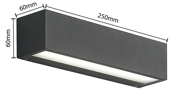 Arcchio LED fali világítás Lengo, 25 cm, 1 izzó, antracit, CCT, Fekete, Alumínium, Modern