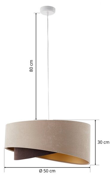 Maco Design Arianna függőlámpa réteges megjelenésű, 2 színű, dimmelhető, Krém / borostyánsárga, Nappali / Étkező, Textil / szövet / selyem, Fiatalos életstílus