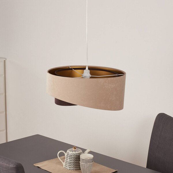 Maco Design Arianna függőlámpa réteges megjelenésű, 2 színű, dimmelhető, Krém / borostyánsárga, Nappali / Étkező, Textil / szövet / selyem, Fiatalos életstílus