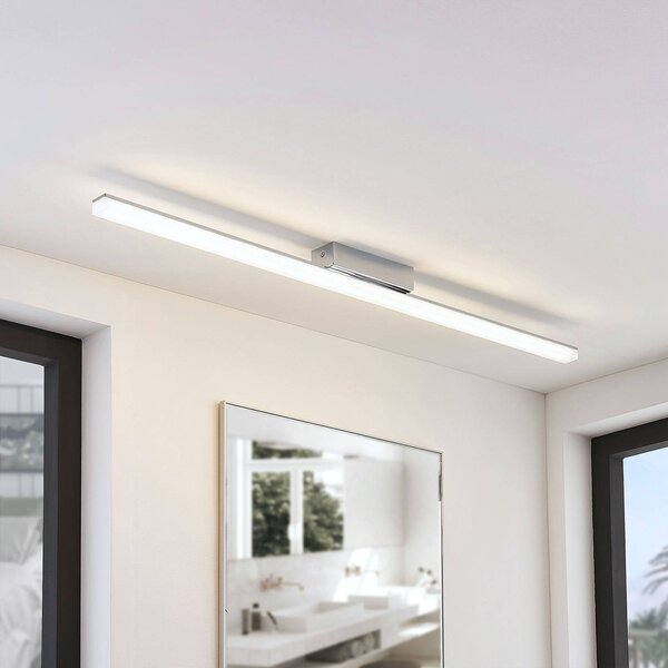 Lindby LED fürdőszobai mennyezeti lámpa Levke, 116 cm, fényerőszabályzó, IP44, dimmelhető, Fehér / opál, Fürdőszoba, Műanyag, Modern