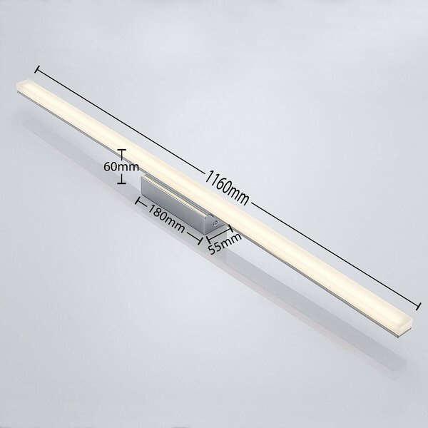 Lindby LED fürdőszobai mennyezeti lámpa Levke, 116 cm, fényerőszabályzó, IP44, dimmelhető, Fehér / opál, Fürdőszoba, Műanyag, Modern