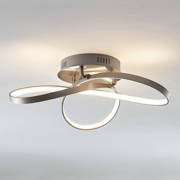 Lindby Saliha modern LED mennyezeti lámpa, dimmelhető, Alu / szürke / cink, Nappali / Étkező, Alumínium, Modern