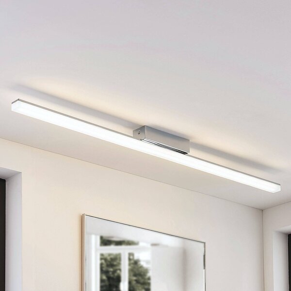 Lindby LED fürdőszobai mennyezeti lámpa Levke, 116 cm, fényerőszabályzó, IP44, dimmelhető, Fehér / opál, Fürdőszoba, Műanyag, Modern