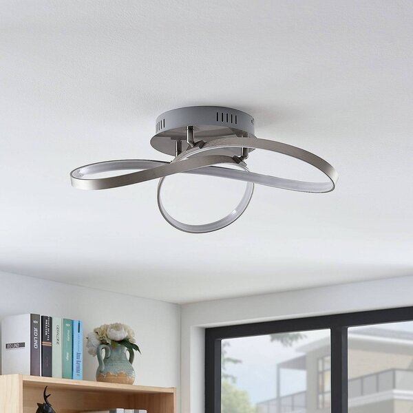 Lindby Saliha modern LED mennyezeti lámpa, dimmelhető, Alu / szürke / cink, Nappali / Étkező, Alumínium, Modern