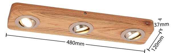 Lindby LED mennyezeti lámpa Mikari, 48 cm, fa, forgatható, Világos fa, Nappali / Étkező, Fa, Modern