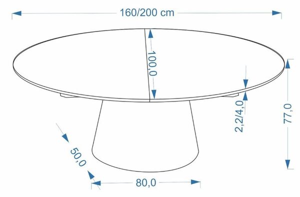 Kihúzható étkezőasztal, 160-200 cm, natúr - MELUSINE