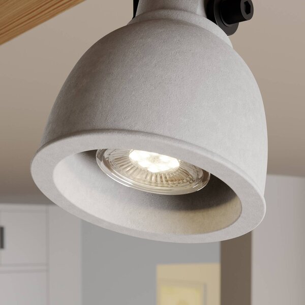 Lindby Spot Mitis, 70 cm, 4 lámpás, szürke, fa, beton, GU10, dimmelhető, Sötét fa, Nappali / Étkező, Fa, Indusztriális dizájn
