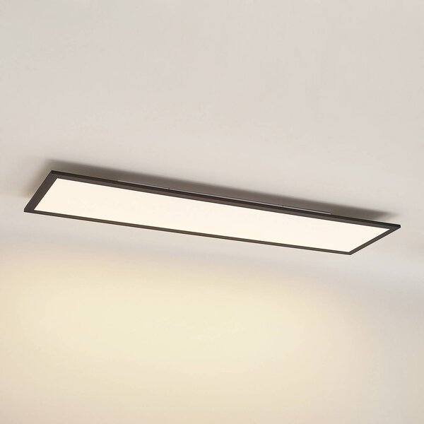 Lindby Nelios LED panel, 120 x 30 cm, CCT, fekete, fém, dimmelhető, Fekete, Konyha, Alumínium, Modern