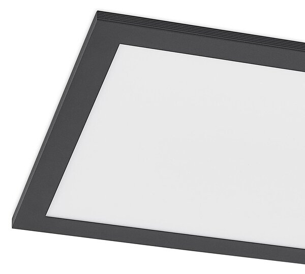 Lindby Nelios LED panel, 120 x 30 cm, CCT, fekete, fém, dimmelhető, Fekete, Konyha, Alumínium, Modern