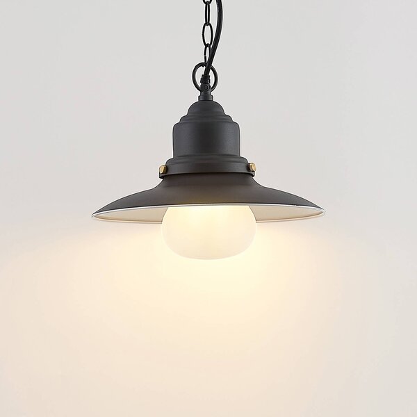 Lindby kültéri függőlámpa Roisin, antracit, fém, Ø 32cm, dimmelhető, Alu / szürke / cink, fém, Tengeri