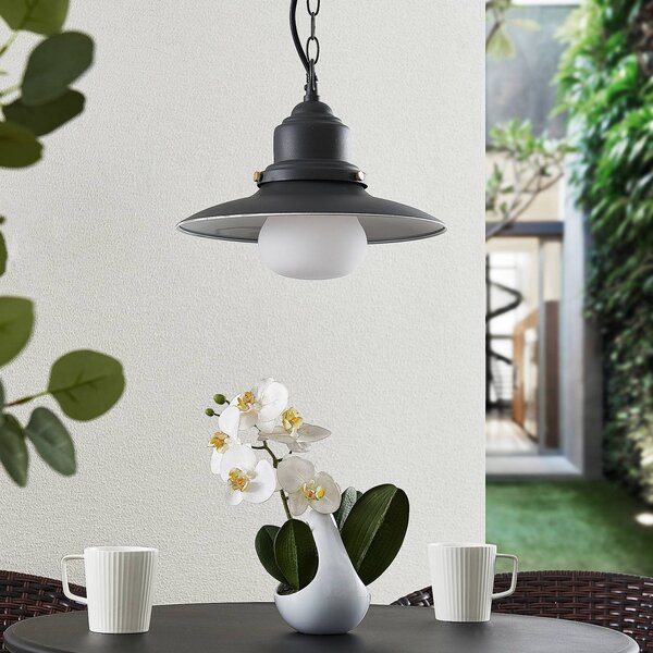 Lindby kültéri függőlámpa Roisin, antracit, fém, Ø 32cm, dimmelhető, Alu / szürke / cink, fém, Tengeri