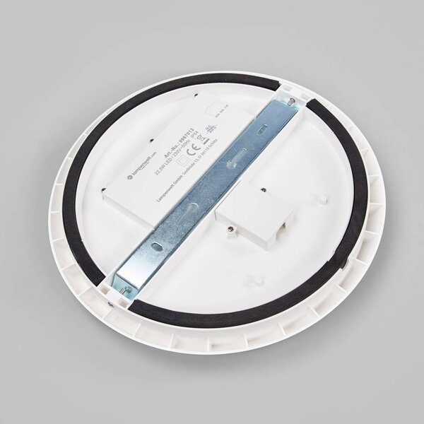 Arcchio LED mennyezeti lámpa Augustin, Ø 30 cm, CCT, fehér, IP54, dimmelhető, Fehér / opál, Fürdőszoba, Műanyag, Modern