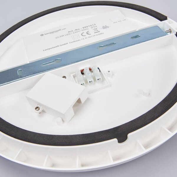 Arcchio LED mennyezeti lámpa Augustin, Ø 30 cm, CCT, fehér, IP54, dimmelhető, Fehér / opál, Fürdőszoba, Műanyag, Modern