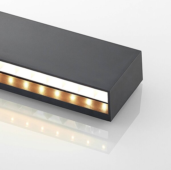 Lindby LED kültéri fali lámpa Jarte, 24 cm, lefelé, szürke, IP65, Fekete, Műanyag, Modern