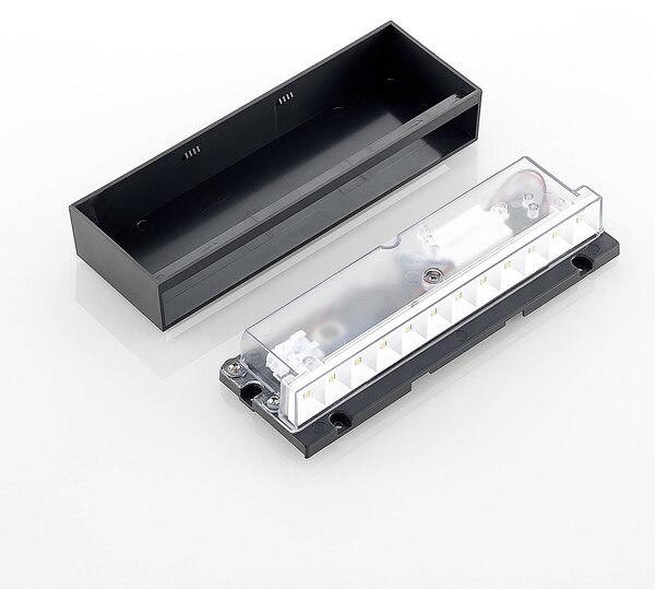 Lindby LED kültéri fali lámpa Jarte, 24 cm, lefelé, szürke, IP65, Fekete, Műanyag, Modern