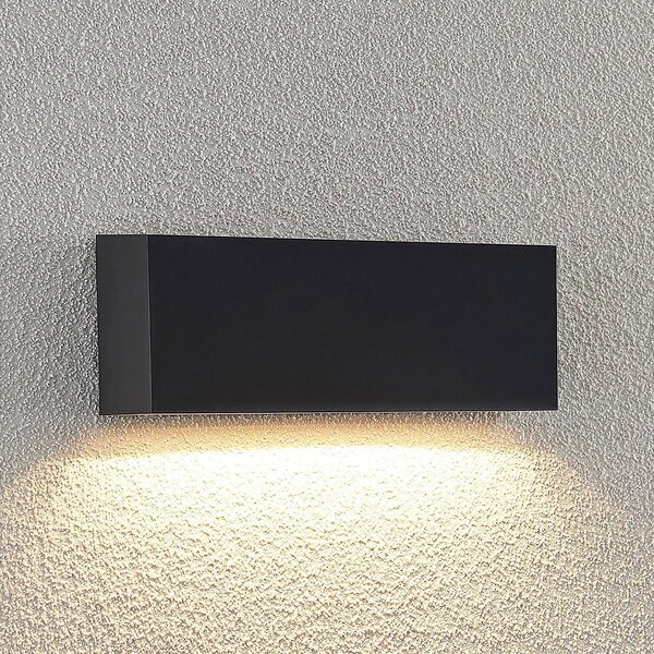 Lindby LED kültéri fali lámpa Jarte, 24 cm, lefelé, szürke, IP65, Fekete, Műanyag, Modern