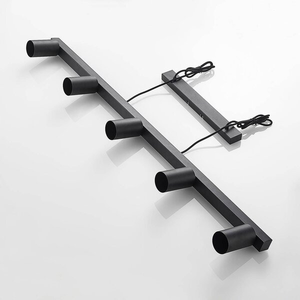 Lindby függőlámpa Baliko, fekete, 116 cm, 5 lámpás, GU10, dimmelhető, Fekete, Nappali / Étkező, fém, Modern
