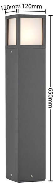 Lucande Dewari ösvényvilágítás, E27, 65 cm, sötétszürke, IP54, dimmelhető, Alu / szürke / cink, Alumínium, Modern