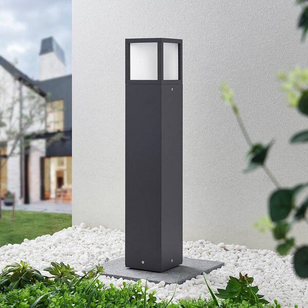Lucande Dewari ösvényvilágítás, E27, 65 cm, sötétszürke, IP54, dimmelhető, Alu / szürke / cink, Alumínium, Modern