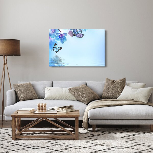 Kép - Pillangó orchidea virágon, kék (90x60 cm)