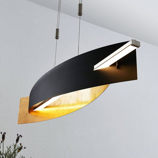 Lucande LED-es függőlámpa Marija, 101 cm, fekete, fényerőszabályzóval, dimmelhető, Fekete, Nappali / Étkező, fém, Modern