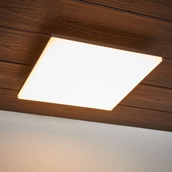 Lucande LED mennyezeti lámpa Henni, IP65, szenzoros, 30x30 cm, antracit, Alu / szürke / cink, Modern