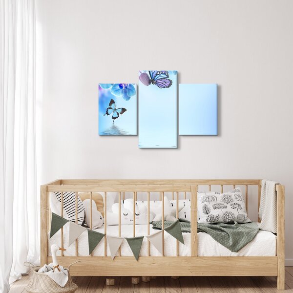 Kép - Pillangó orchidea virágon, kék (90x60 cm)